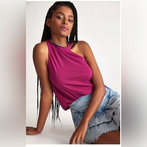 Anthropologie Raspberry Asymmetrical Tank Top